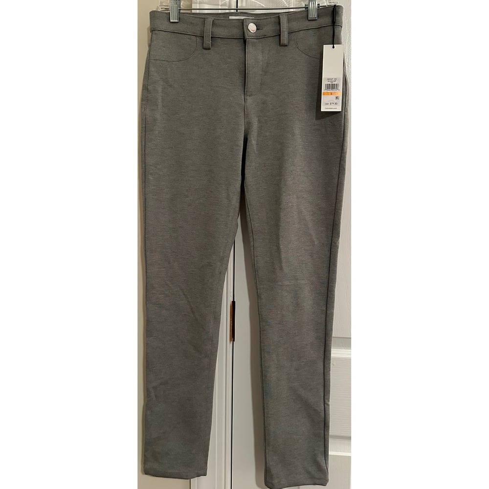 Calvin Klein Womens Grey Skinny Leg Knit Pants M1JKX249 Heathered Trousers S NWT